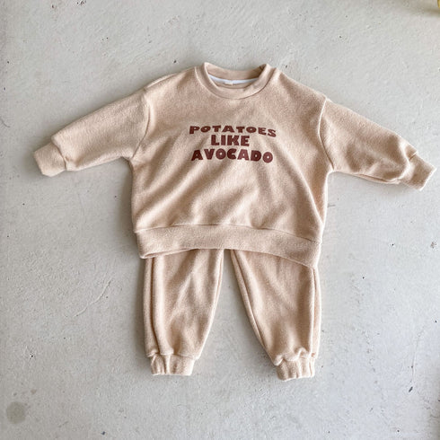 Children's polar fleece sports suit late autumn padded baby vests two-piece set